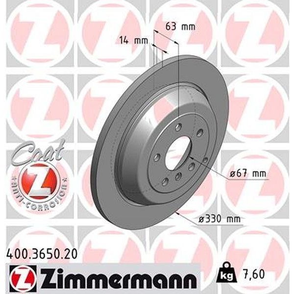 Zimmermann Brake Disc - Standard/Coated, 400.3650.20 400.3650.20